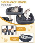 Hzuaneri Cat Scratching Post 200 cm XXL with 10 Scratching Posts, 2 Caves, 2 Hammocks, Large Platform, Cat Brushes, Basket, Heavy Cat Tree for Maine Coon, Large Cats, Dark Grey MS20018SG