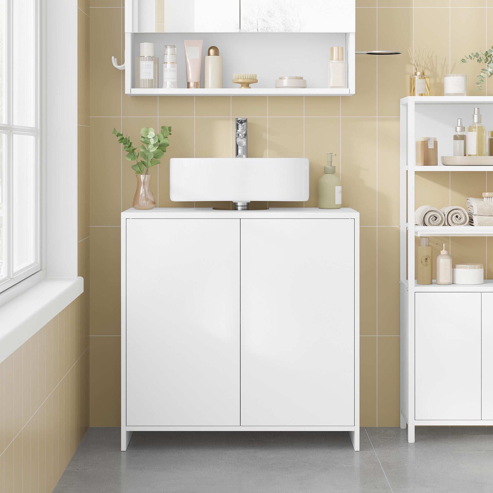 Hzuaneri Vanity Unit, Bathroom Cabinet, Adjustable Shelves, Bathroom Cabinet with 2 Doors, Freestanding, Modern, 30 x 60 x 60 cm, White BC00603X