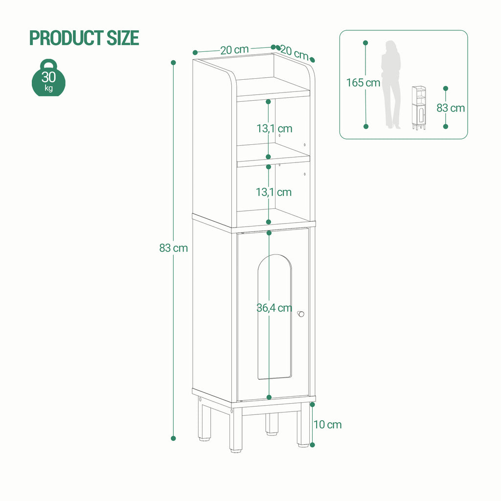 Hzuaneri Bathroom Cabinet, Narrow Bathroom Cabinet, Adjustable Shelves, Toilet Cabinet