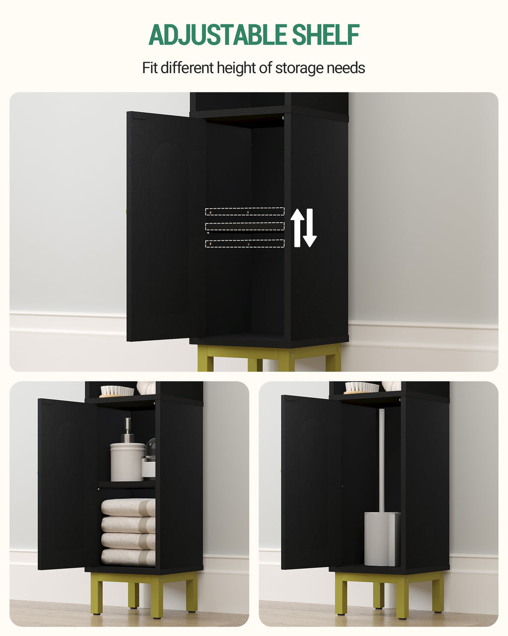 Hzuaneri Bathroom Cabinet, Narrow Bathroom Cabinet, Adjustable Shelves, Toilet Cabinet