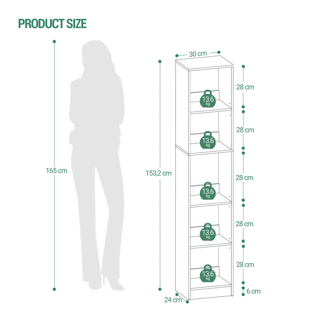 Hzuaneri Modern Bookcase, Open Wooden Storage Shelf for Living Room, Display Organizer