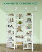 Hzuaneri bookshelves, free-standing shelves, shelf with 17 shelves, 6 tiers, 24 x 152 x 186 cm