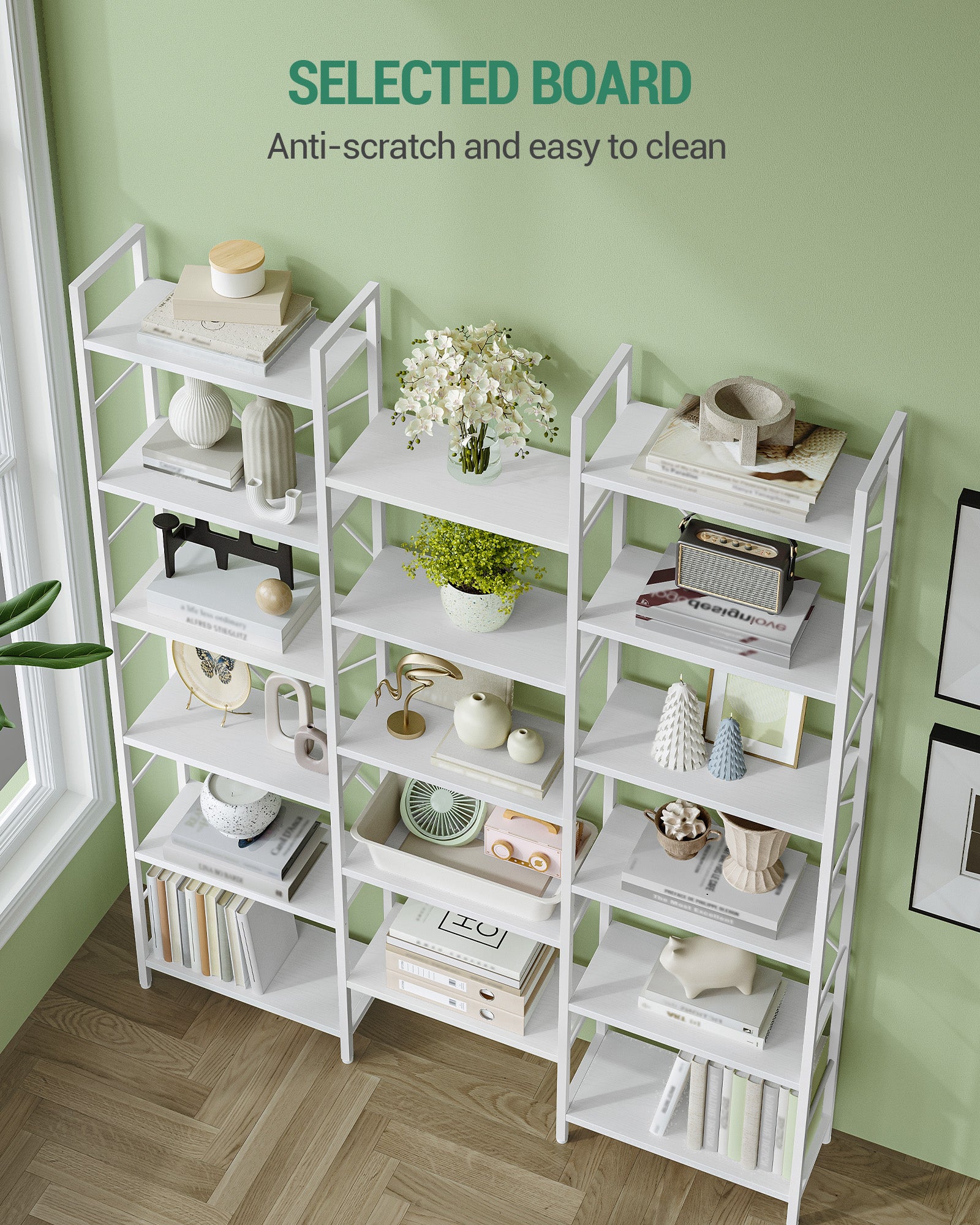 Hzuaneri bookshelves, free-standing shelves, shelf with 17 shelves, 6 tiers, 24 x 152 x 186 cm
