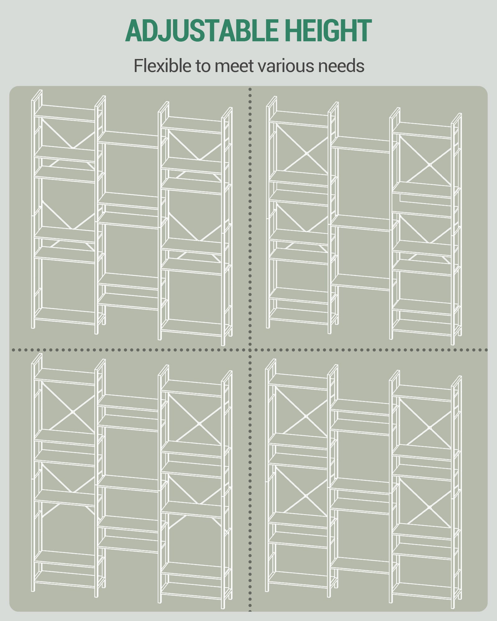 Hzuaneri bookshelves, free-standing shelves, shelf with 17 shelves, 6 tiers, 24 x 152 x 186 cm