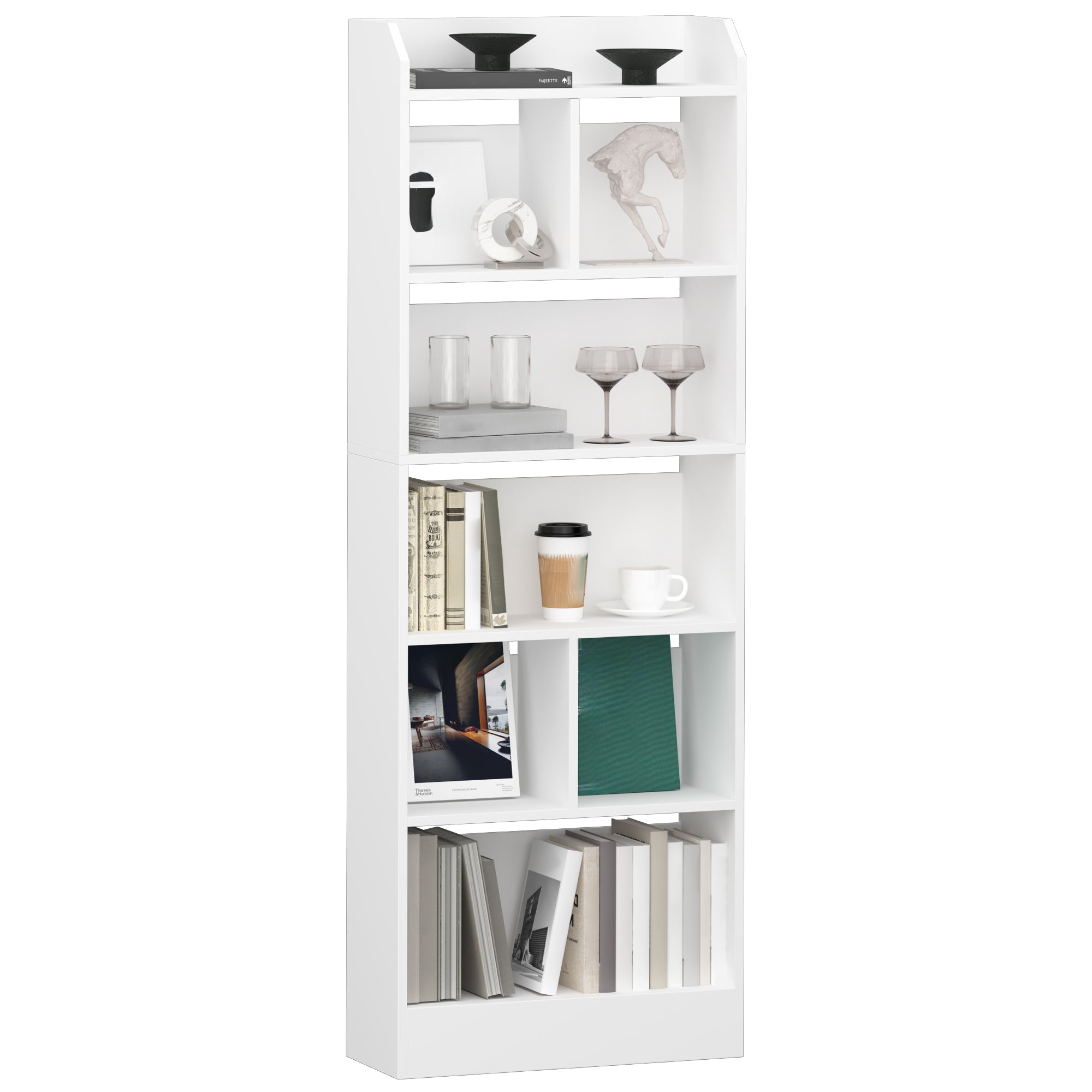 Hzuaneri 6-Cube Bookcase, Freestanding Storage Shelf for Living Room, Office, Bedroom, White