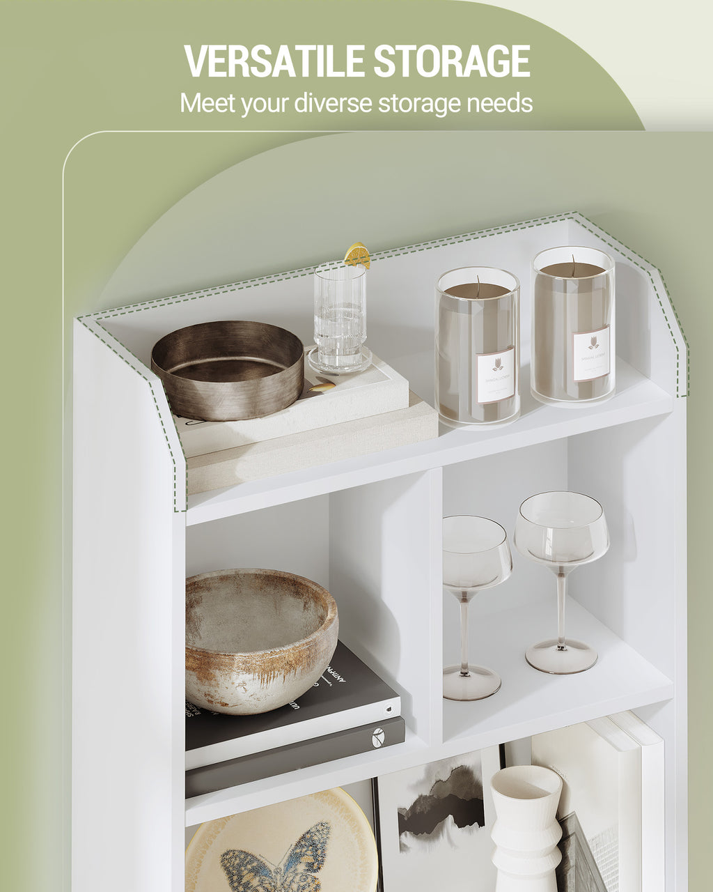 Hzuaneri 6-Cube Bookcase, Freestanding Storage Shelf for Living Room, Office, Bedroom, White