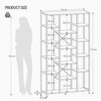 Hzuaneri  6-Level Bookshelf with 15 Adjustable Shelves, Vintage Brown-Black, 30 x 100 x 170 cm