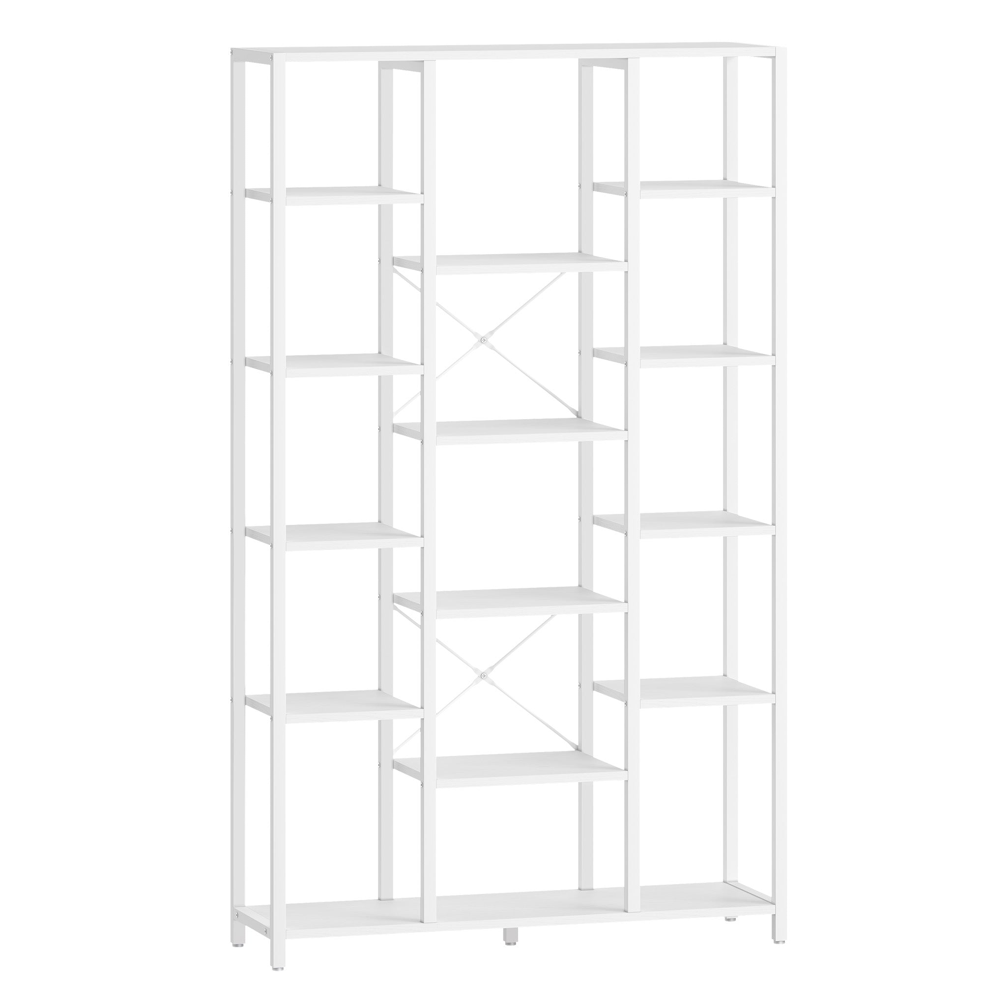 Hzuaneri Bookcase, 6-Tier Bookshelf with 15 Shelves, Large Adjustable Bookshelf, for Living Room, Office, Bedroom, Study, 30 x 100 x 170 cm, White BC15013W