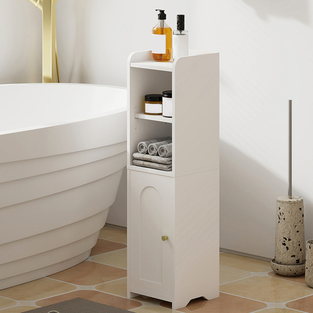 Hzuaneri ‌Narrow Toilet Cabinet with Door, Adjustable Shelves for Bathroom