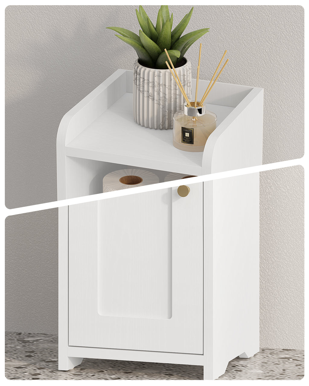 Hzuaneri ‌Narrow Toilet Cabinet with Door, Adjustable Shelves for Bathroom