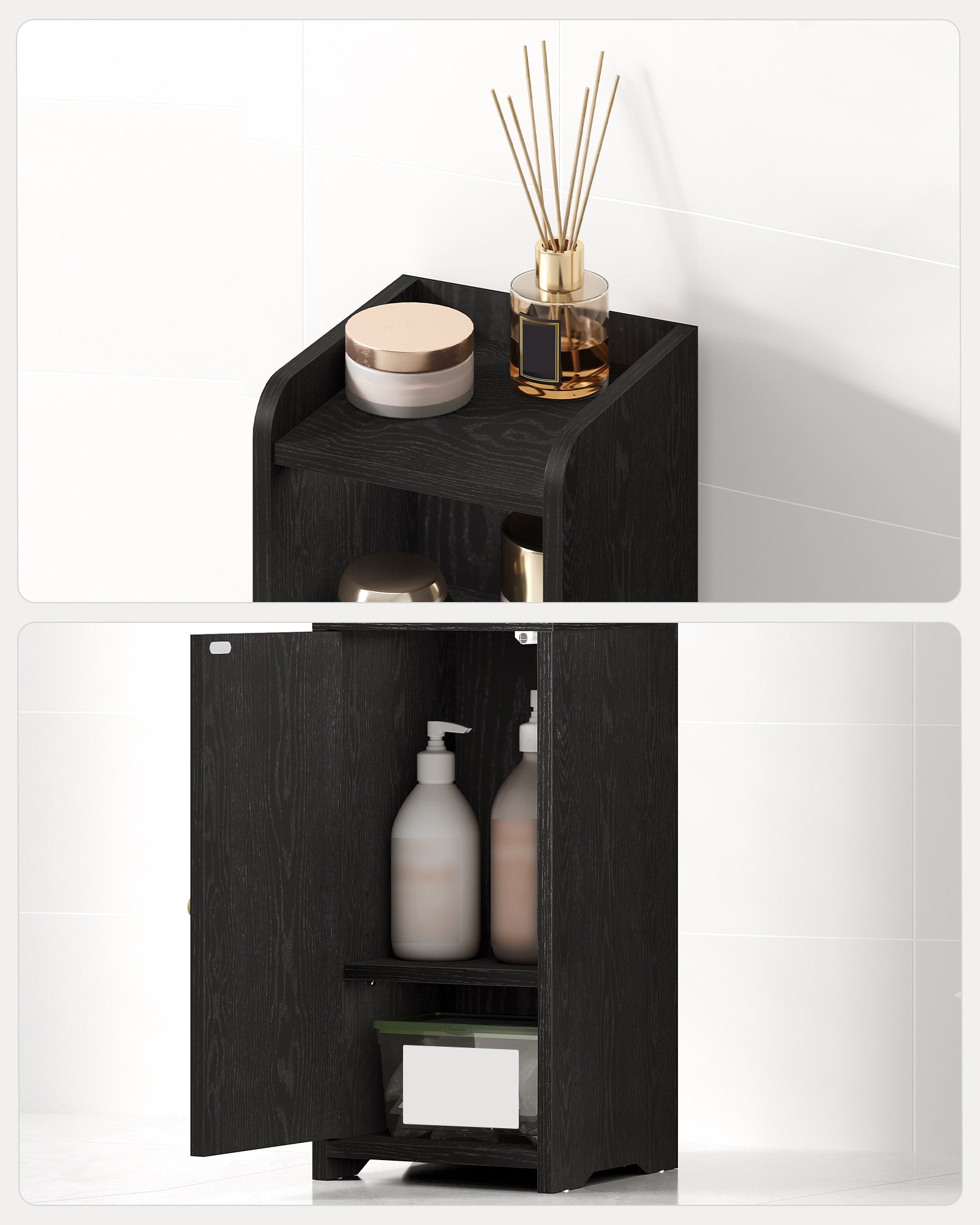 Hzuaneri ‌Narrow Toilet Cabinet with Door, Adjustable Shelves for Bathroom
