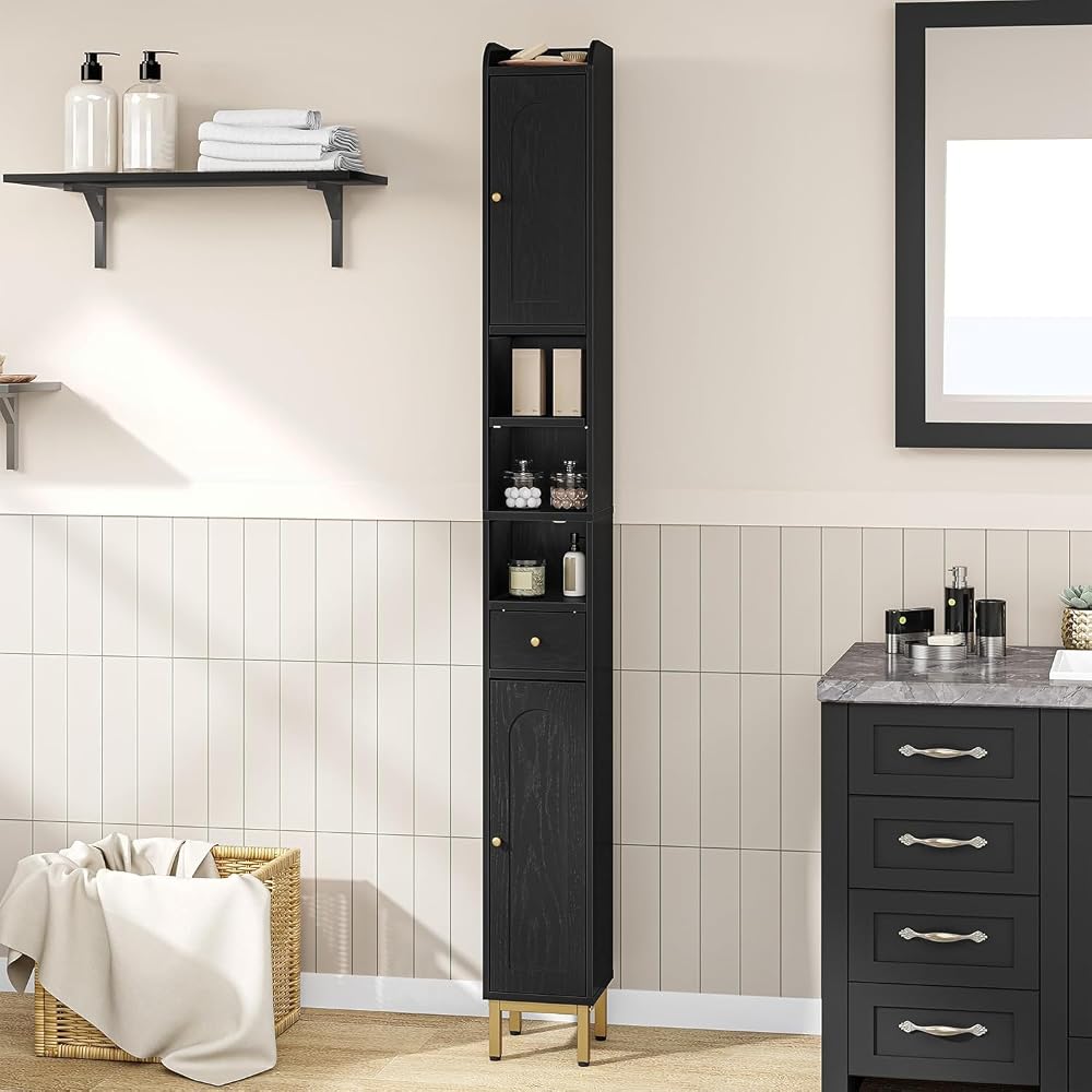 Hzuaneri Bathroom Storage Cabinet, 70.9 in. Tall Freestanding Narrow Floor Organizer with Door, Drawer, Adjustable Shelves & Toilet Paper Storage