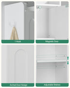 Hzuaneri Bathroom Cabinet, Tall Bathroom Cabinet, 2 Doors and Drawer, White