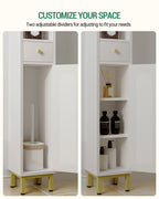 Hzuaneri Bathroom Cabinet, Tall Bathroom Cabinet, 2 Doors and Drawer, White