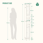 Hzuaneri Bathroom Cabinet, Tall Bathroom Cabinet, 2 Doors and Drawer, White