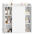 Hzuaneri  Wall Cabinet with Adjustable Shelves with Sliding Doors and Open Shelves, Wall Mounted Bathroom Cabinet, 30 x 60 x 60 cm, White BC30303X