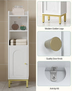 Hzuaneri Bathroom Cabinet, Narrow Bathroom Cabinet, Adjustable Shelves, Toilet Cabinet