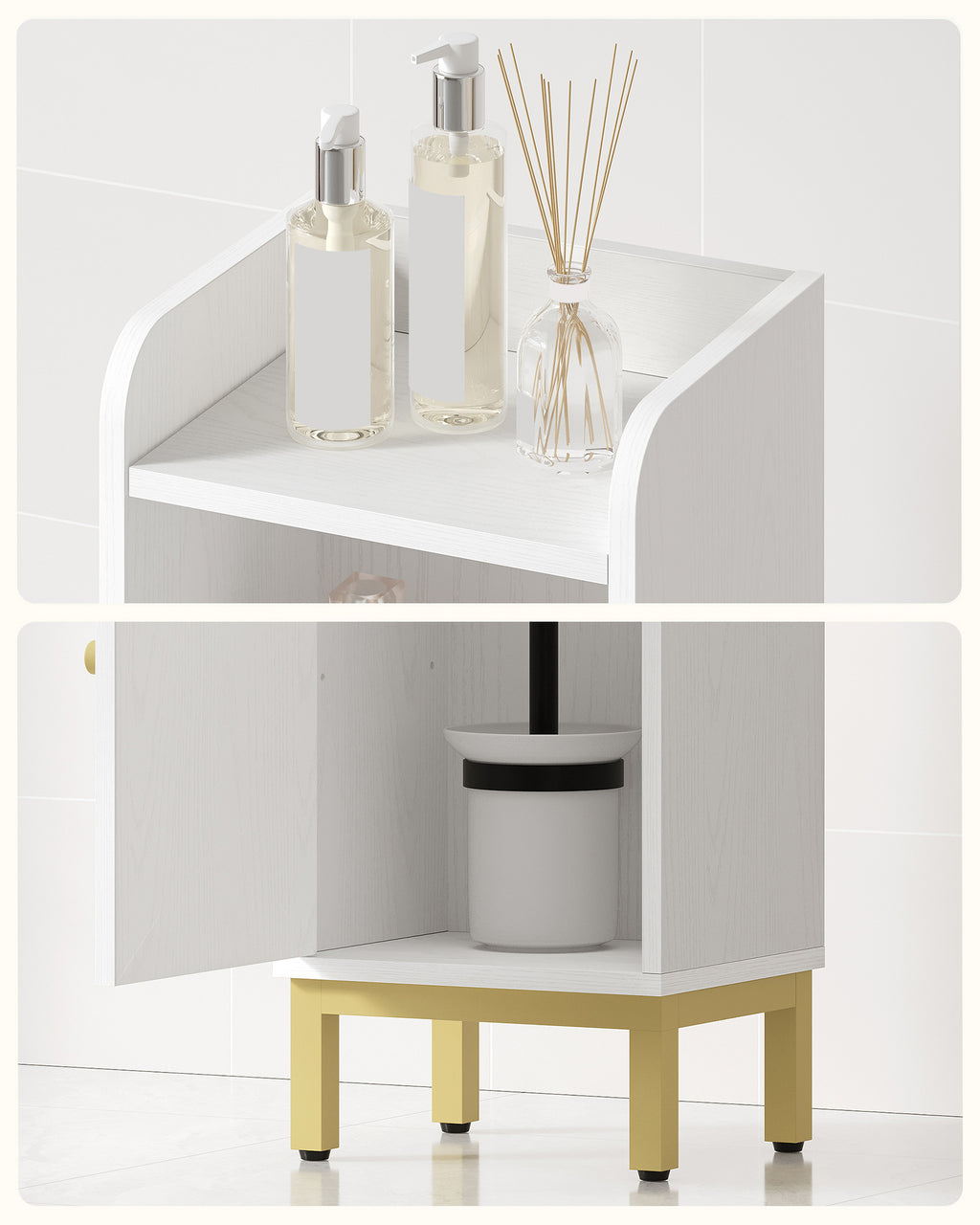 Hzuaneri Bathroom Cabinet, Narrow Bathroom Cabinet, Adjustable Shelves, Toilet Cabinet