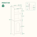 Hzuaneri Bathroom Cabinet, Bathroom Cabinet with Doors, Corner Cabinet with Adjustable Shelves, Organizer, Multipurpose Furniture, 20 x 25 x 80 cm, White BC39713X