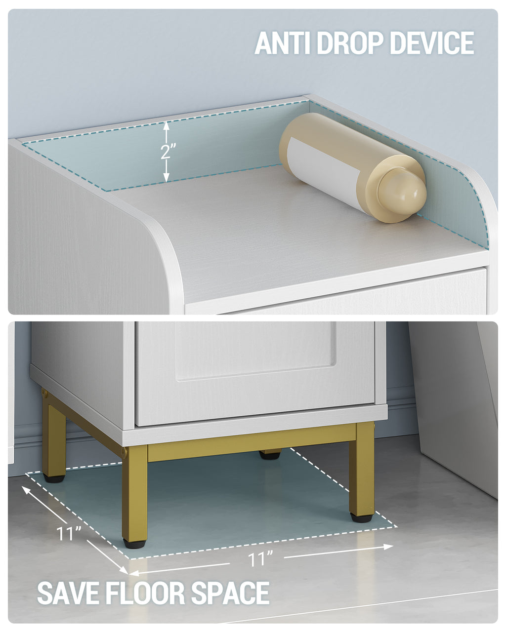 Hzuaneri Bathroom Cabinet, Tall Bathroom Cabinet with 4 Doors, Slim Bathroom Cabinet, White