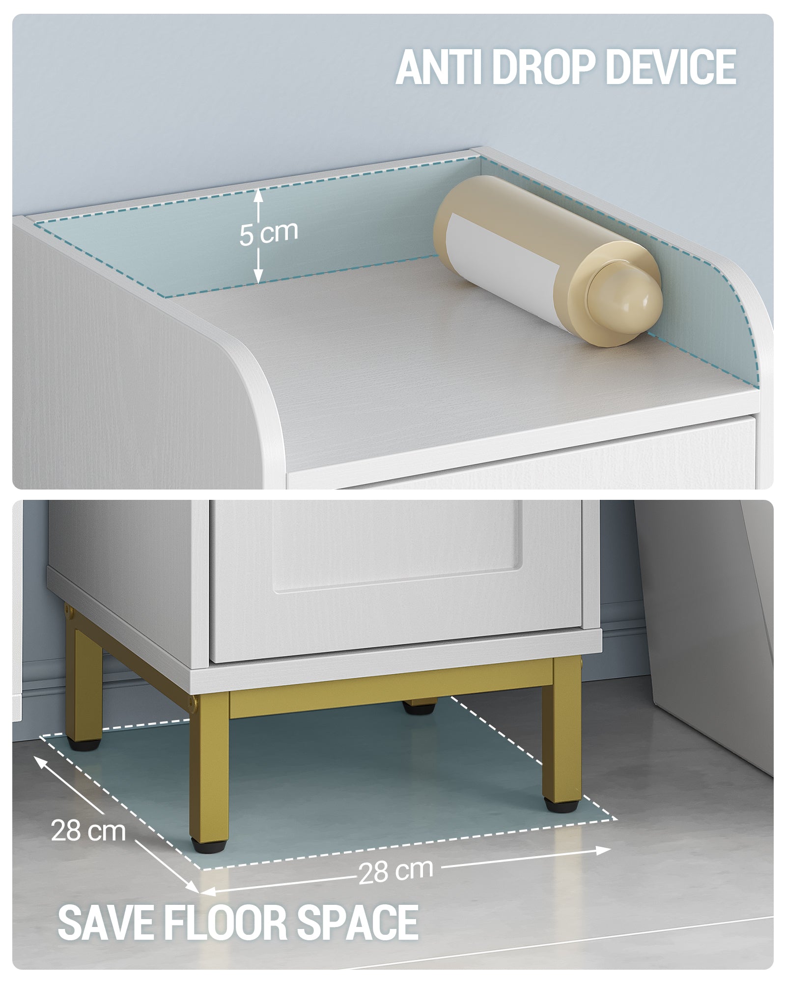 Hzuaneri Bathroom Cabinet, Tall Bathroom Cabinet with 4 Doors, Slim Bathroom Cabinet, White