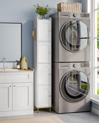 Hzuaneri Bathroom Cabinet, Tall Bathroom Cabinet with 4 Doors, Slim Bathroom Cabinet, White