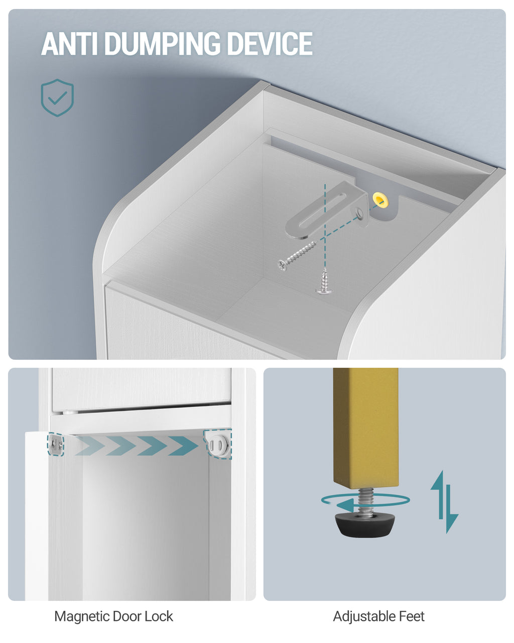 Hzuaneri Bathroom Cabinet, Tall Bathroom Cabinet with 4 Doors, Slim Bathroom Cabinet, White