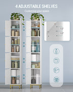 Hzuaneri Bathroom Cabinet, Tall Bathroom Cabinet with 4 Doors, Slim Bathroom Cabinet, White