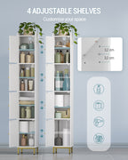 Hzuaneri Bathroom Cabinet, Tall Bathroom Cabinet with 4 Doors, Slim Bathroom Cabinet, White