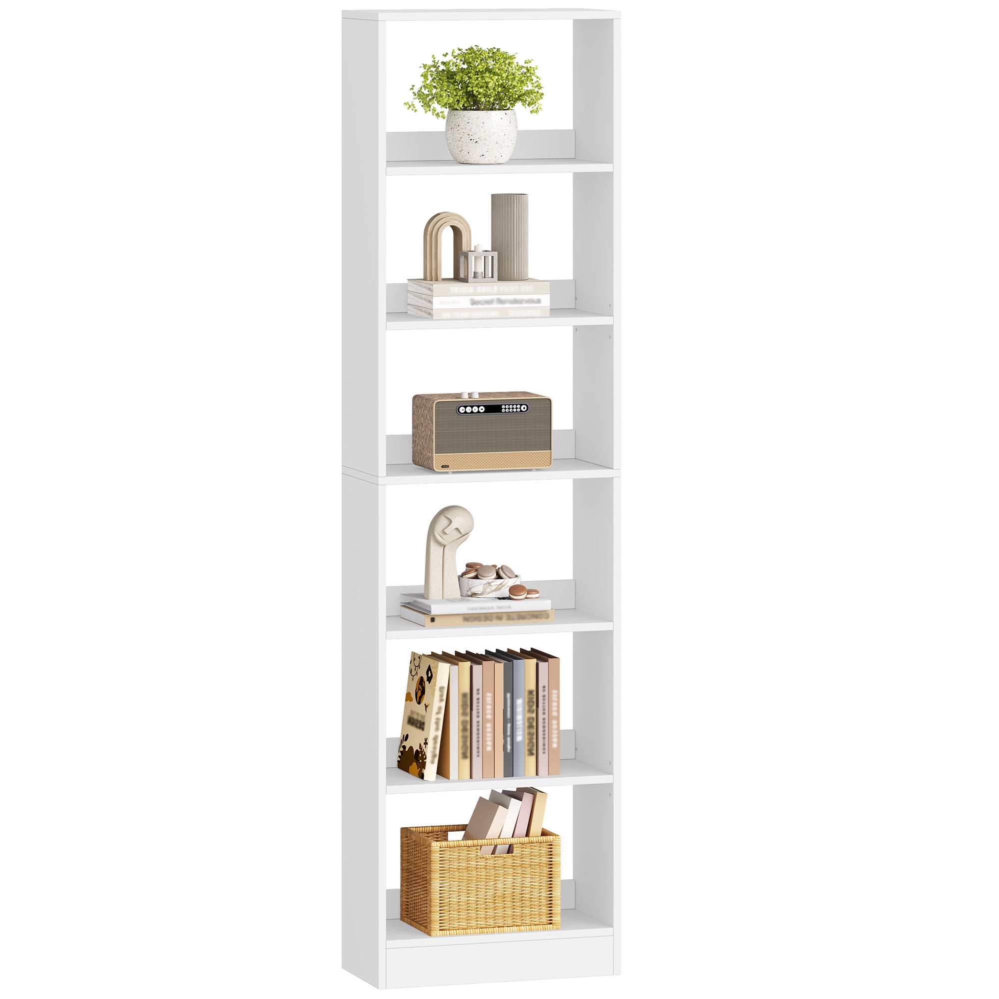 Hzuaneri  Bookcase, 6-Tier Bookcase, Cube Shelf, Modern Open Wooden Shelf, Storage Shelves and Display Shelves for Living Room, Home Office, Bedroom, White BC59603X