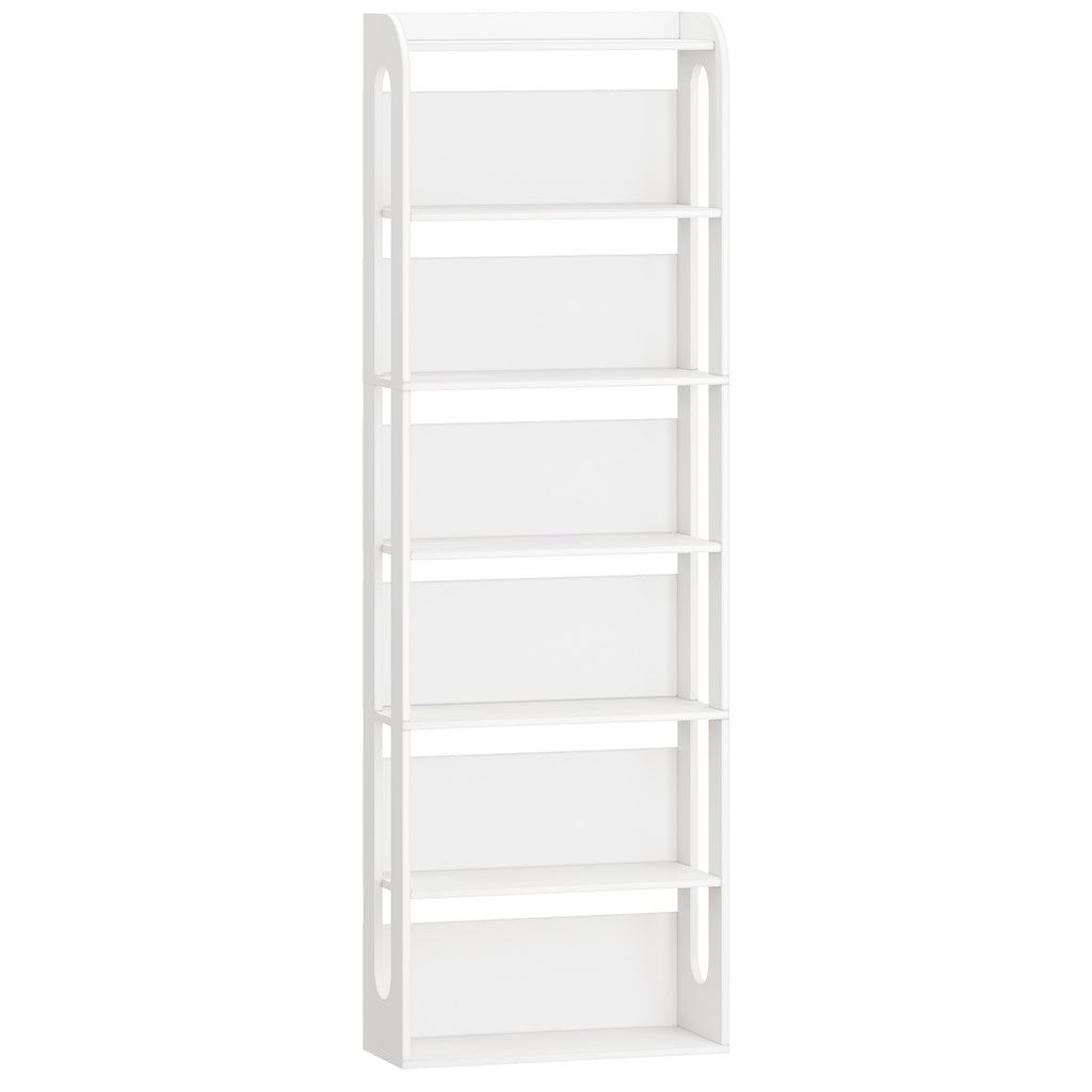 Hzuaneri 7-Tier Wooden Bookshelf, 24x60x182cm Standing Shelf for Bedroom, Living Room & Study, White