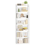 Hzuaneri 7-Tier Wooden Bookshelf, 24x60x182cm Standing Shelf for Bedroom, Living Room & Study, White