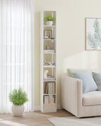 Hzuaneri 7-Tier Cube Bookcase, Modern Open Wooden Shelf for Living Room, Home Office & Bedroom, White