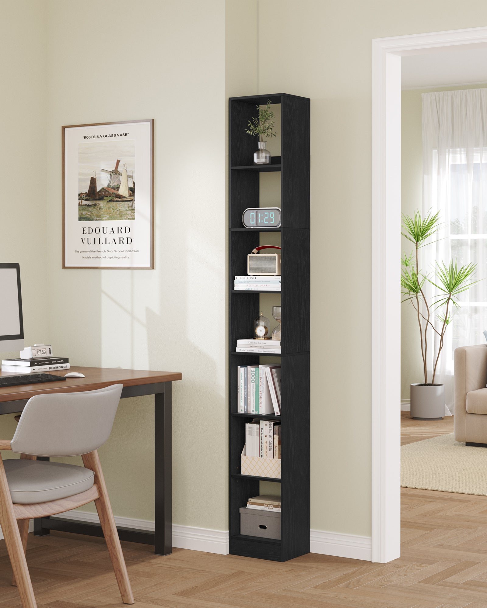 Hzuaneri Modern Bookcase, Open Wooden Storage Shelf for Living Room, Display Organizer