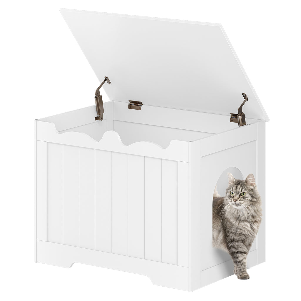 Hzuaneri Cat Cabinet, 70 cm Cat Litter Box Cabinet, Storage Box, White Top Opening Hidden Cat Litter Box Cabinet Furniture, Cat House, 70 x 50 x 53 cm, for Hallways, Bedrooms, CB84803X