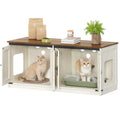 Hzuaneri Cat Cabinet, Cat Litter Box Cabinet for 2 Cats, Hidden Cat Litter Box Cabinet, Brown and White