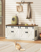 Hzuaneri Cat Cabinet, Cat Litter Box Cabinet for 2 Cats, Hidden Cat Litter Box Cabinet, Brown and White