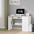 Hzuaneri Computer Desk with 5 Drawers, Office Desk, Modern Table with Shelf for Study, Office, Bedroom, 50 x 108 x 75 cm, White CD10503X