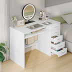 Hzuaneri Computer Desk with 5 Drawers, Office Desk, Modern Table with Shelf for Study, Office, Bedroom, 50 x 108 x 75 cm, White CD10503X