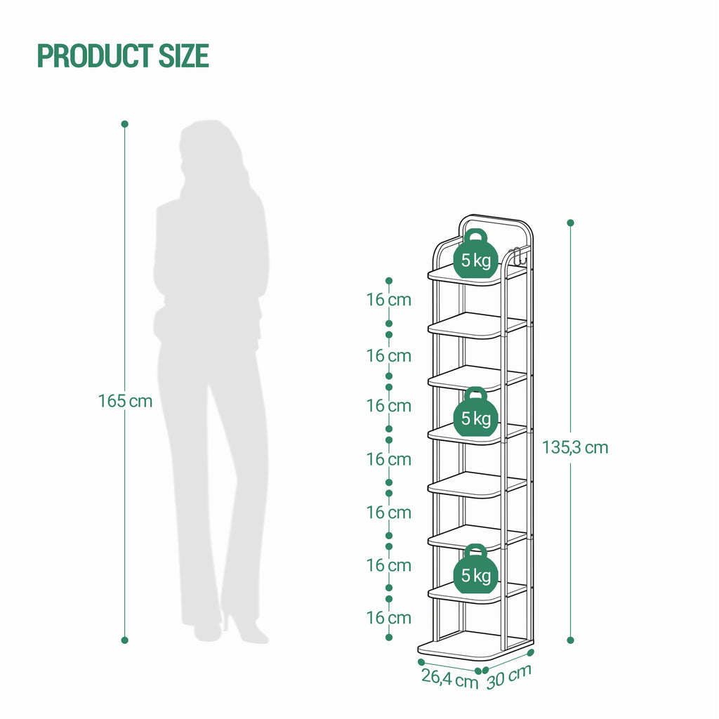 Hzuaneri Adjustable 8-Tier Vertical Shoe Rack, Space Saving Shoe Storage Unit