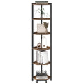 Hzuaneri Corner Shelf, 6-Tier Bookshelf, Freestanding Shelf, Storage Shelf, Corner Bookshelf, Brown-Black
