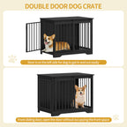 Hzuaneri DFC83604B Dog Cage Furniture, 81 cm Dog Box for Home, Sliding Doors, 2 Doors, Modern Wooden Indoor Dog Box for Small/Medium Dogs, Dog Cage for Home, 81 x 55 x 67.5 cm, Black