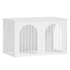 Hzuaneri Dog Cage Furniture, Dog Box for Home, 3 Doors, Arch Door, Modern Dog Box Indoor for Dogs, Side Table, Dog Cage Heavy Duty, White DFC84113W