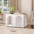 Hzuaneri Dog Cage Furniture, Dog Box for Home, 3 Doors, Arch Door, Modern Dog Box Indoor for Dogs, Side Table, Dog Cage Heavy Duty, White DFC84113W