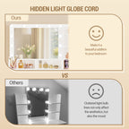 Hzuaneri Dressing Table with Stool, Plug and Mirror, LED Adjustable, White Vanity Table with Hairdryer Holder, 6 Open Storage Areas, Adjustable Lighting Brightness, 108 cm Desktop, White DT42903XUK