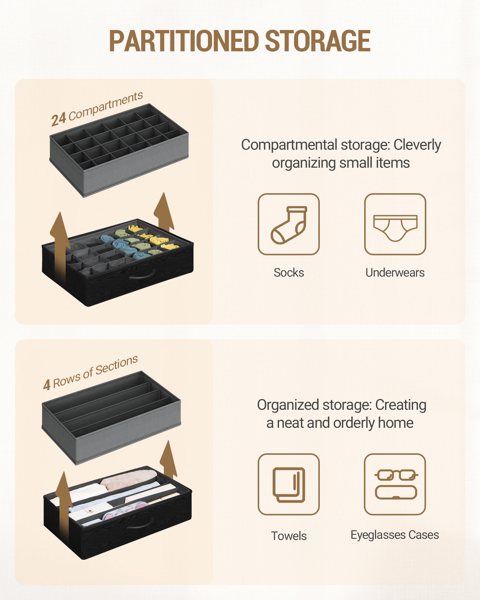 Hzuaneri Chest of Drawers 140 cm, 2 USB & 2 AC Ports, Chest of Drawers with 8 Fabric Drawers, Versatile Storage Furniture for Living Room and Bedroom, 30 x 140 x 86 cm, Black DU03804B