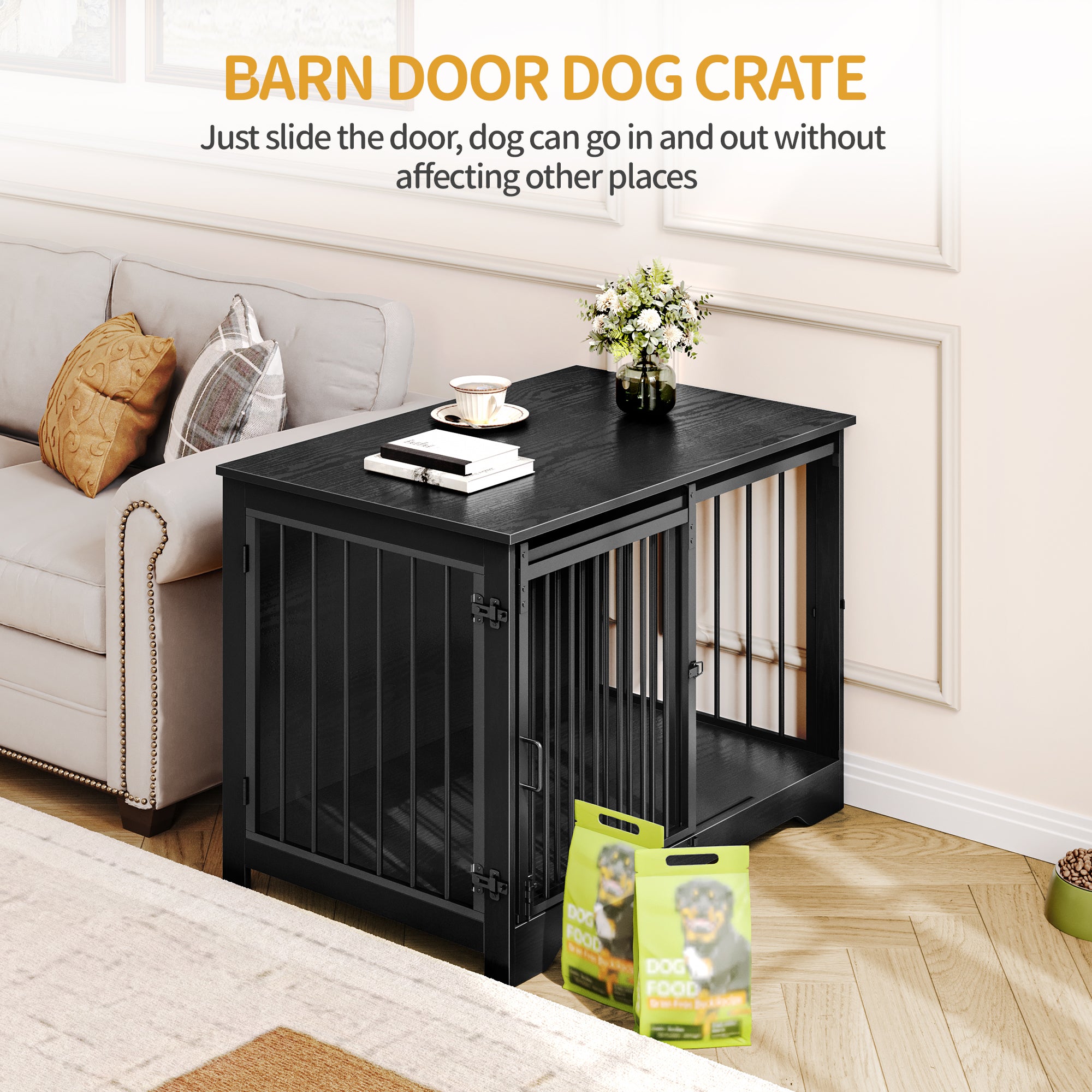 Hzuaneri Dog Cage Furniture, 100cm Dog Box for Home Use, Sliding Doors, 2 Doors