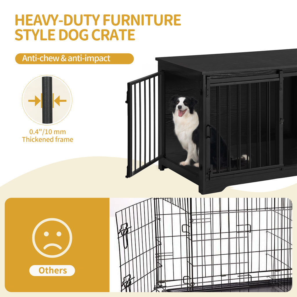 Hzuaneri Dog Cage Furniture, 100cm Dog Box for Home Use, Sliding Doors, 2 Doors