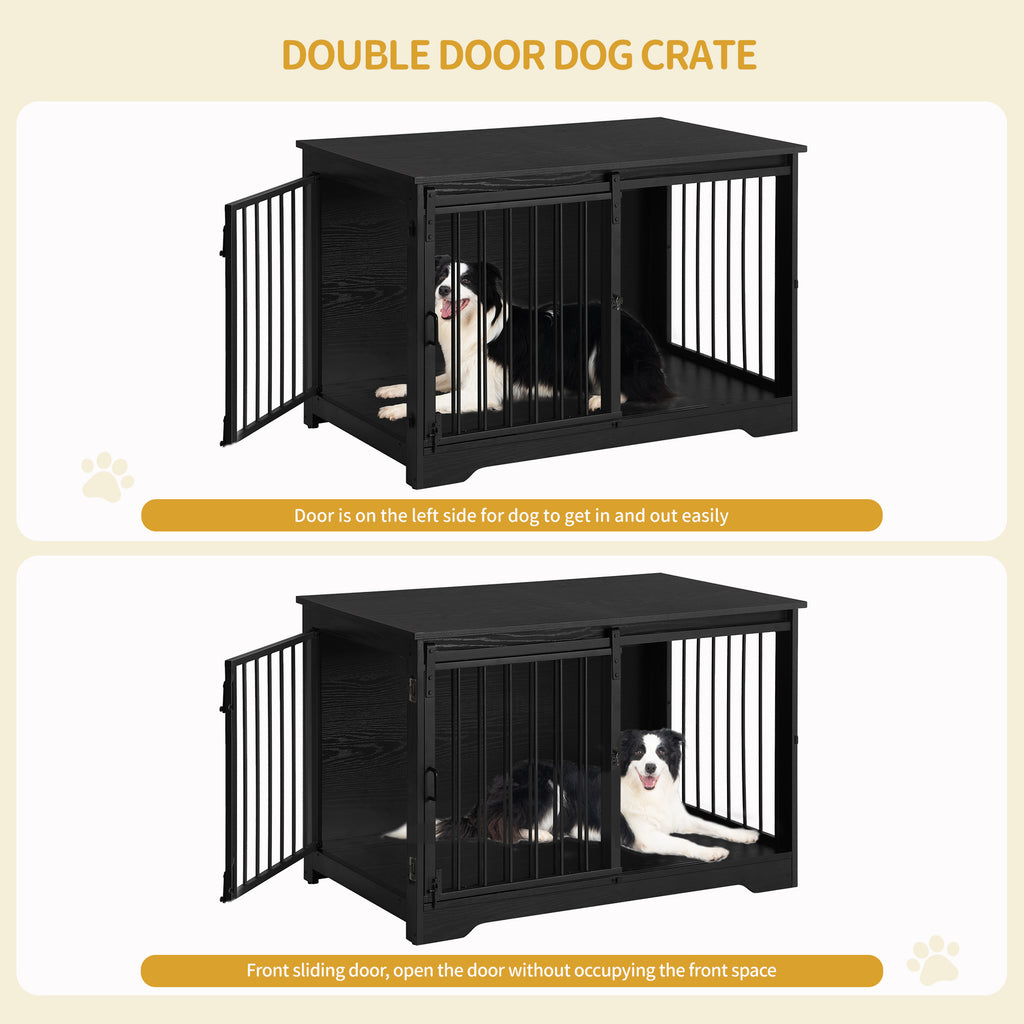 Hzuaneri Dog Cage Furniture, 100cm Dog Box for Home Use, Sliding Doors, 2 Doors