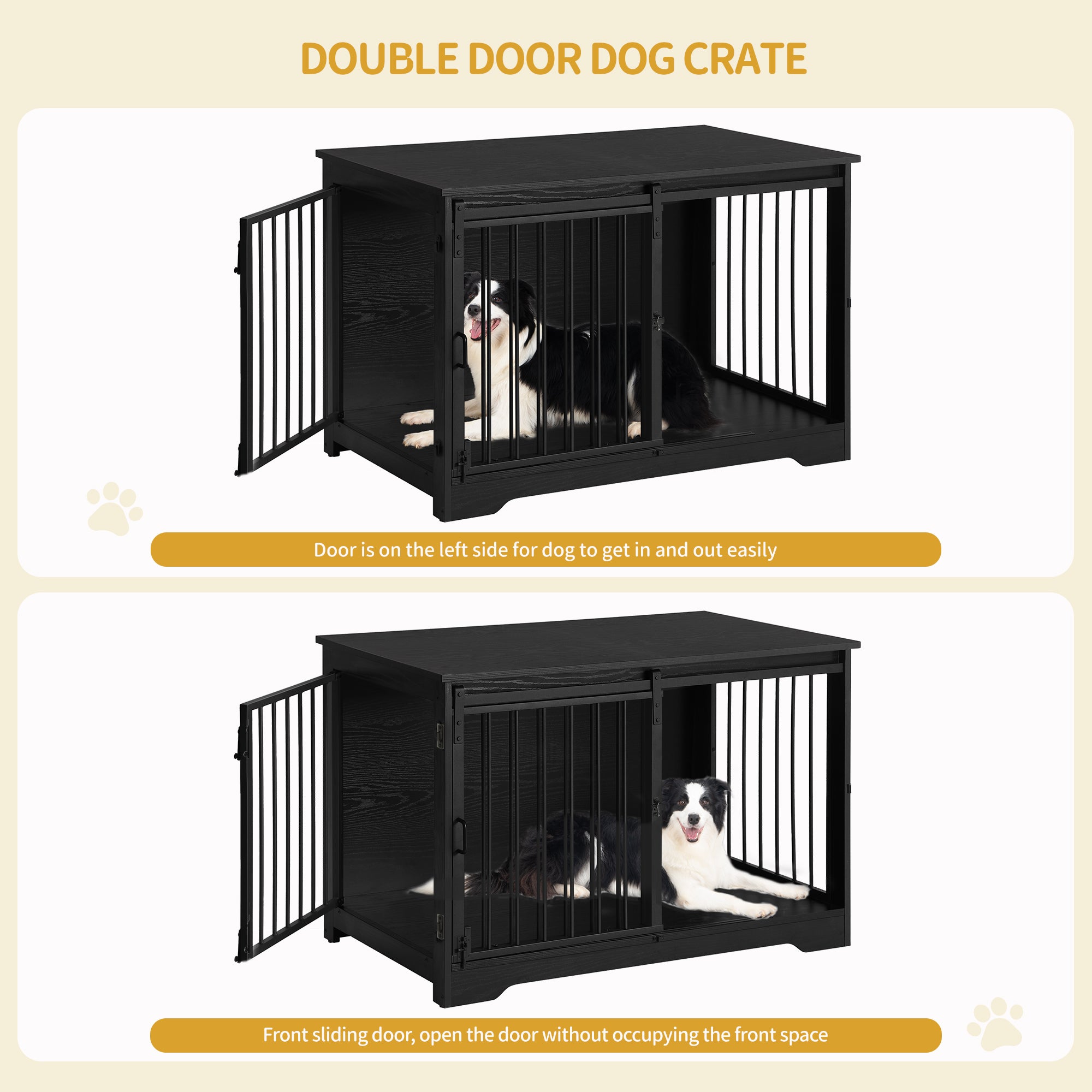Hzuaneri Dog Cage Furniture, 100cm Dog Box for Home Use, Sliding Doors, 2 Doors